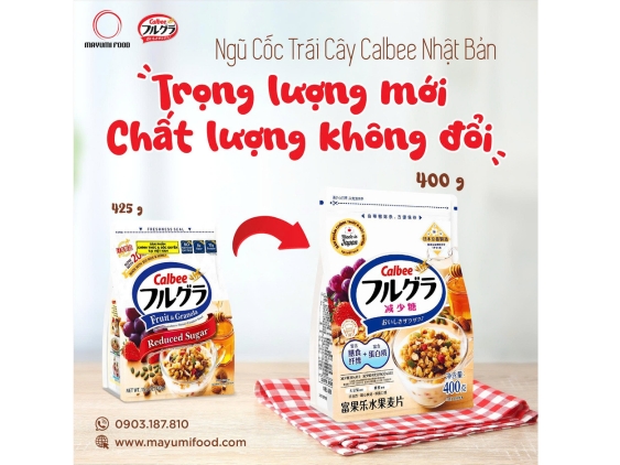Thông báo về việc điều chỉnh trọng lượng sản phẩm ngũ cốc Calbee